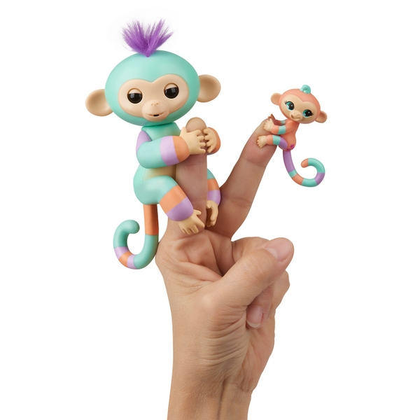 Fingerlings Baby Monkey Bff Danny And Mini Gianna -turquoise & Orange 