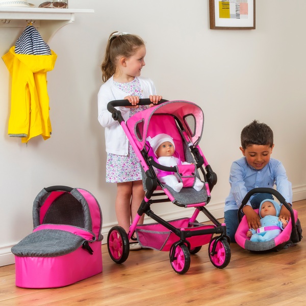 Maddison 3-in-1 Travel Stroller Pink - Smyths Toys