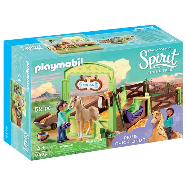 Playmobil 9479 DreamWorks Spirit Riding Free Horse Box Pru & Chica Linda