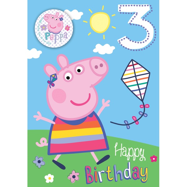 Peppa Pig Age 3 Birthday Card Partyware UK peppa-pig-age-3-birthday-card-partyware-uk