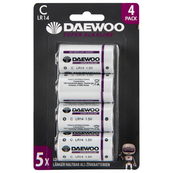 Daewoo - Lot de 4 Piles Alcalines LR14 C 1,5V