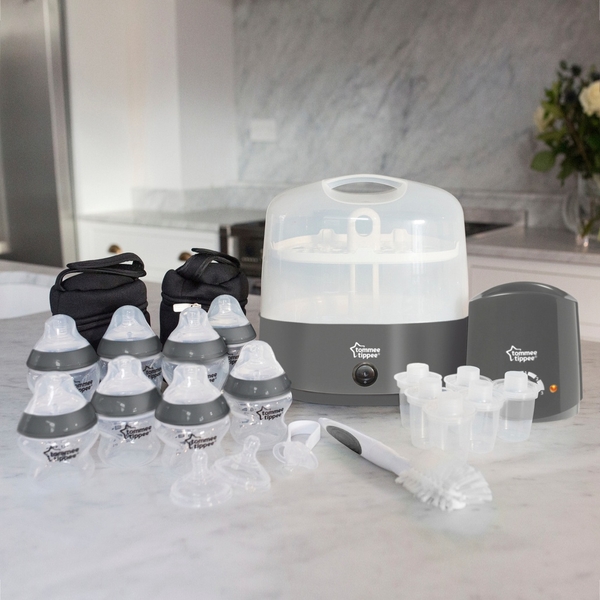 Tommee Tippee Closer to Nature Complete Feeding Kit Grey Bottle