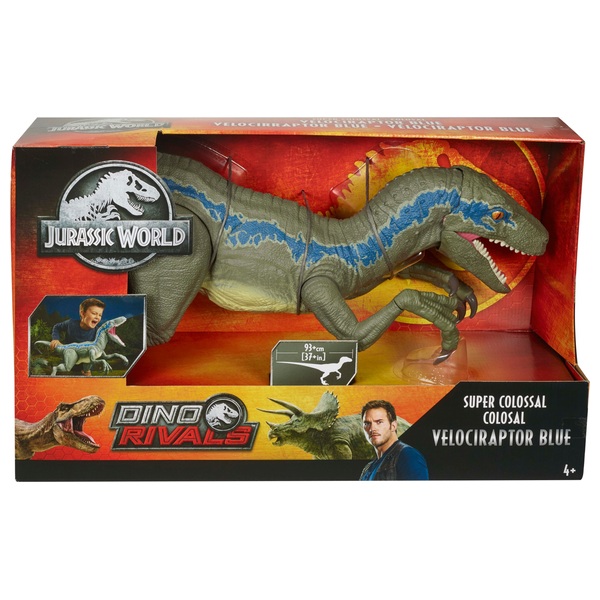 Jurassic World Super Colossal Velociraptor Blue Toy Dinosaur Smyths Toys Uk