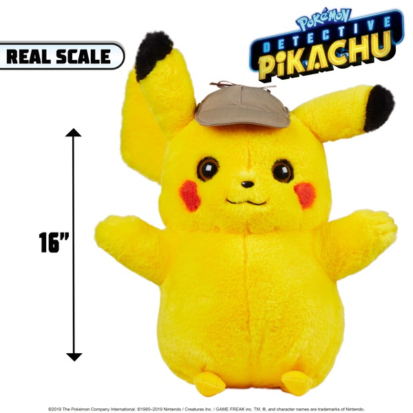Pokemon Master Detective Pikachu 40cm Plush Figure Smyths Toys Uk - detective pikachu closed roblox
