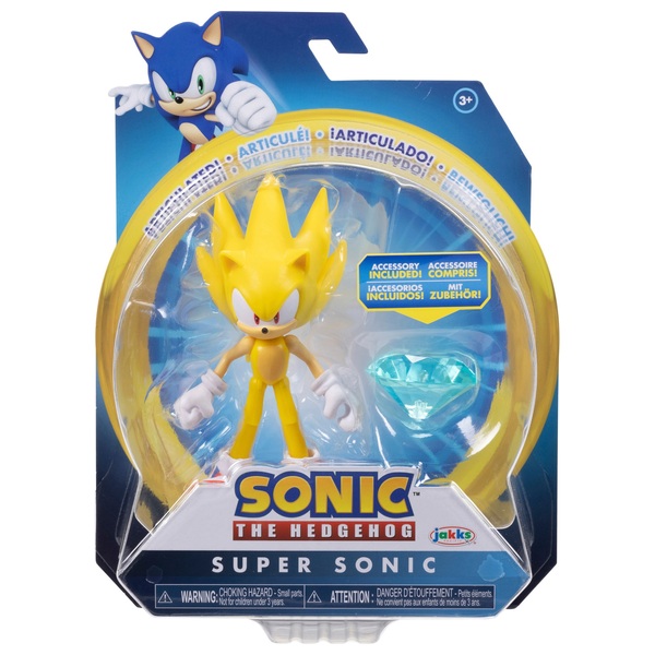 Super Sonic (Modern) with Light Blue Chaos Emerald Figure Smyths Toys UK
