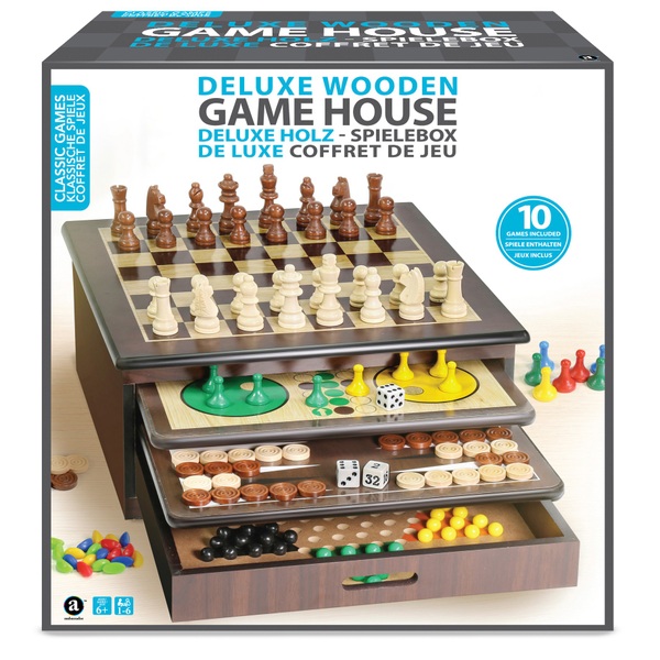 Deluxe Wooden Game House Fun Games Board Gift For Family And Kids Childrens *UK* 