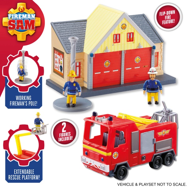 Fireman Sam Fire Station and Jupiter Set Exclusive - Smyths Toys Ireland