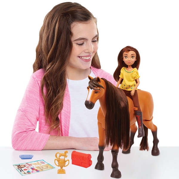 dreamworks spirit riding free deluxe spirit walking horse with lucky doll