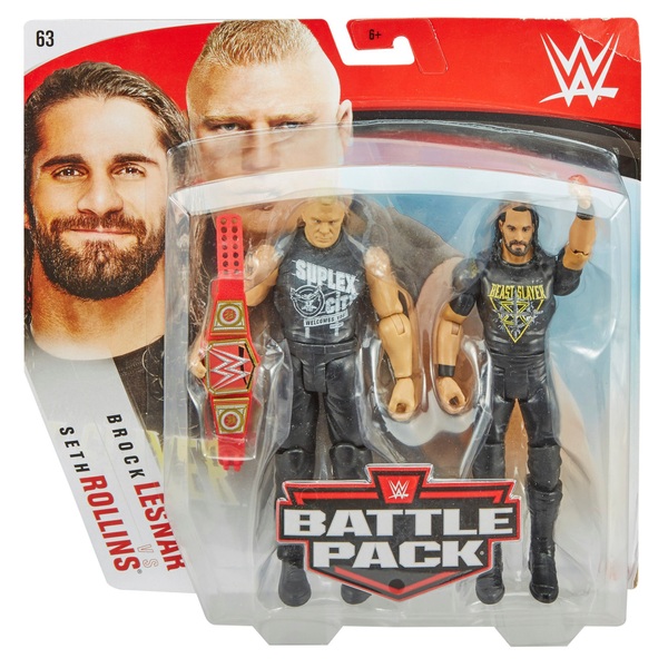 WWE Battle Pack Series 63 Seth Rollins and Brock Lesnar - Smyths Toys ...