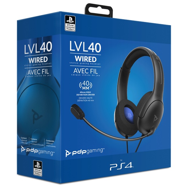 PDP Gaming Level 40 Wired Stereo Headset for PS4 Smyths Toys