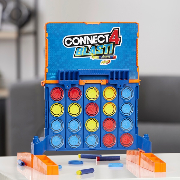 Game; Powered by Nerf; Includes Nerf Blasters and Nerf Foam Darts; Game For Children Aged 8 and Up Connect 4 Blast