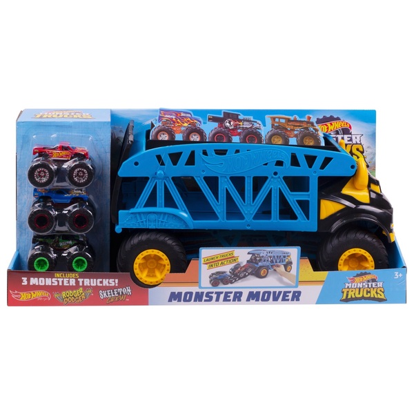 Hot Wheels Monster Trucks Monster Mover Rhino, Toy Car & Truck Hauler,  Stores 12 1:64 Scale Monster Trucks or 32 Hot Wheels Vehicles