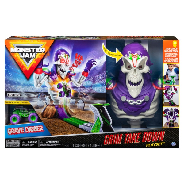 monster jam grim takedown playset with lights and sounds