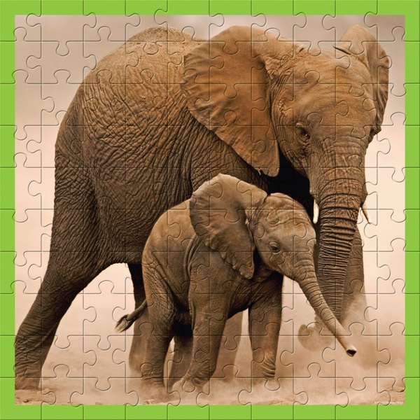 World Wildlife Fund Elephant & Baby 100 Piece Jigsaw Puzzle Smyths
