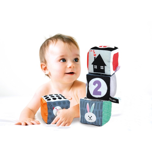 Baby Clementoni Black and White Soft Activity Blocks Smyths Toys UK