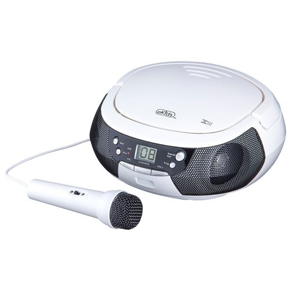 eKids Bluetooth CD Player Boombox with Microphone White Smyths Toys