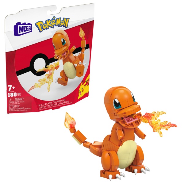 MEGA Pokémon Build & Show Charmander Toy Building Set, 4 Inches Tall,  Poseable, 185 Bricks and Pieces, for Boys and Girls, Ages 7 and Up