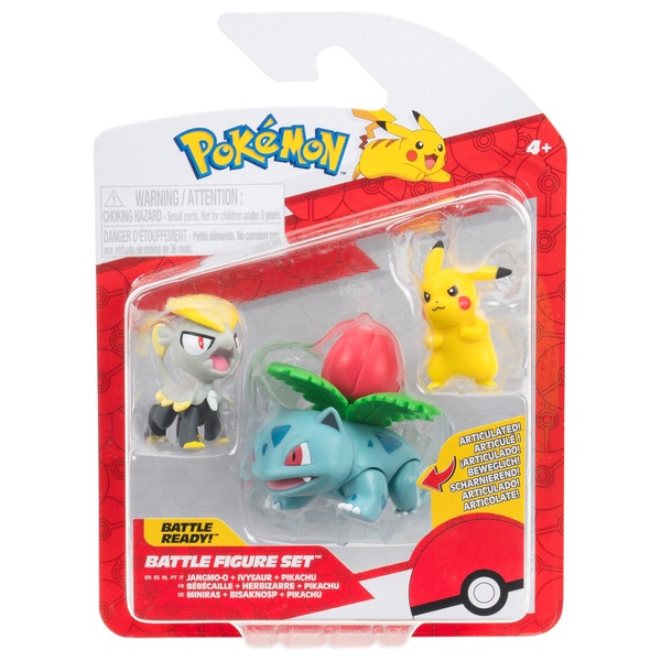 Pokémon Battle Figure 3 Pack - Pikachu, Jangmo-o, Ivysaur 