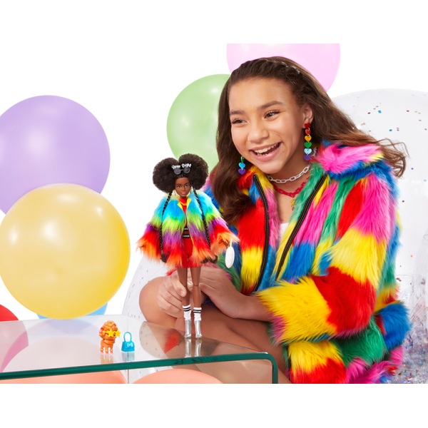 Barbie Extra Doll in Rainbow Coat Smyths Toys Ireland