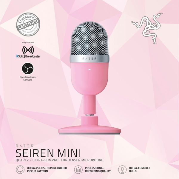 Razer Seiren Mini Ultra Compact Condenser Microphone Quartz Smyths Toys Ireland