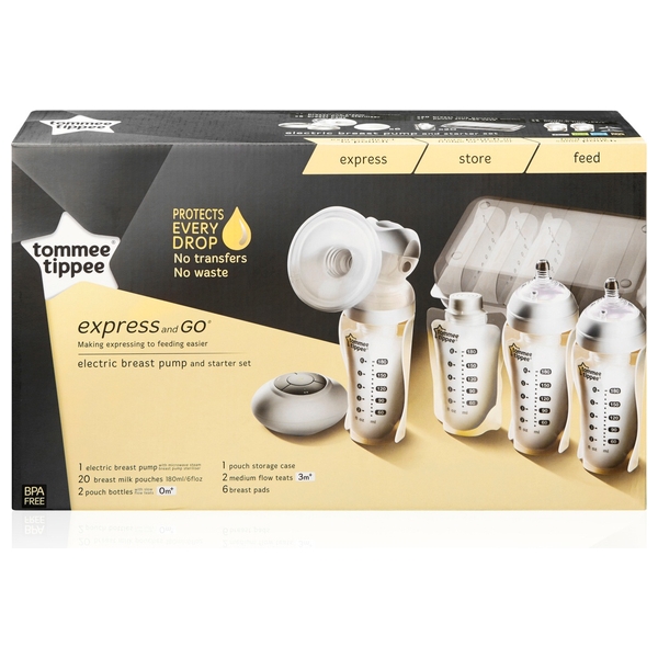 tommee tippee express and go electric breast pump starter set