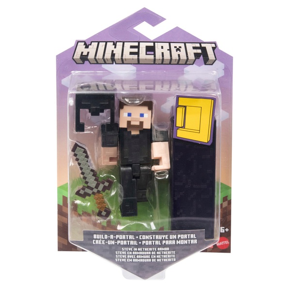 Minecraft 8cm Figure Steve in Netherite Armour | Smyths Toys UK