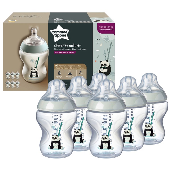 Tommee Tippee Closer to Nature 260ml Bottle 6 Pack Pip Panda | Smyths Toys UK