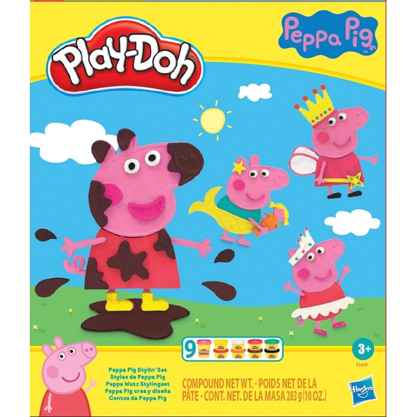Play-Doh Peppa Pig Stylin Ensemble de 9 boîtes de pâte à modeler non  toxiques et 11 accessoires, jouet Peppa Pig pour enfants de 3 ans et plus :  : Jeux et Jouets