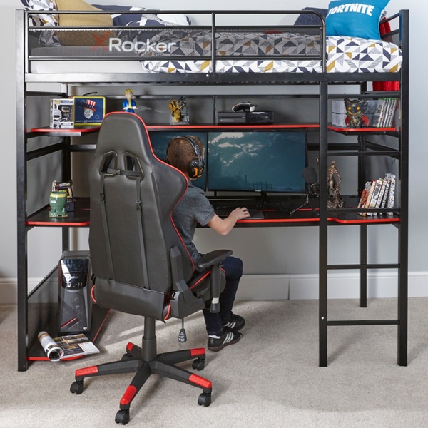 X Rocker BattleBunk Gaming High Sleeper Bed With Desk | Smyths Toys Ireland