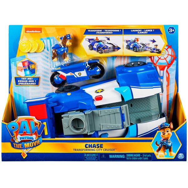 PAW Patrol Chase's 2-in-1 Transforming Movie Cruiser Toy Car with Motorcycle | Smyths Toys UK