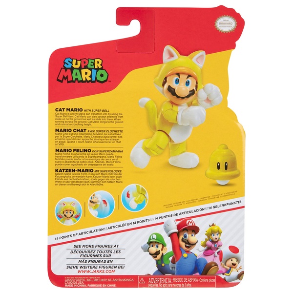 Nintendo 10cm Super Mario Cat Mario Figure with Bell | Smyths Toys UK