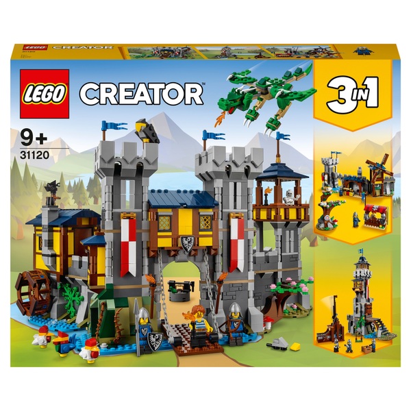 LEGO 31120 3-in-1 Medieval Castle & Dragon Toy Set Smyths Toys