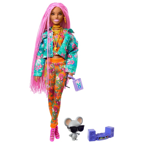 Extra Doll 10 in Floral-Print with Pink Braids | Smyths Ireland