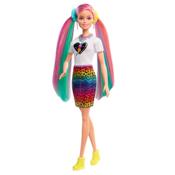 Barbie Leopard Rainbow Hair Doll with Colour-Change Feature | Smyths ...