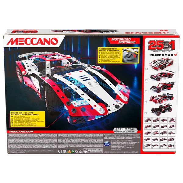 Meccano - Coffret Supercar 25 En 1 Avec Moteur Électrique