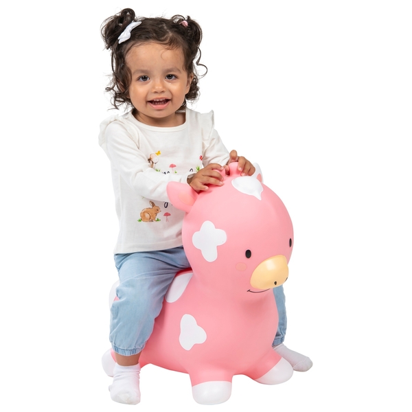 Big Steps Play Inflatable Cow Hopper Pink | Smyths Toys UK