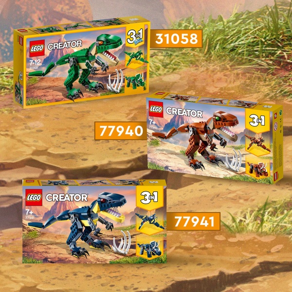 Lego 77940 Creator 3in1 Mighty Dinosaurs Brown T Rex Toy Smyths Toys Uk 3276