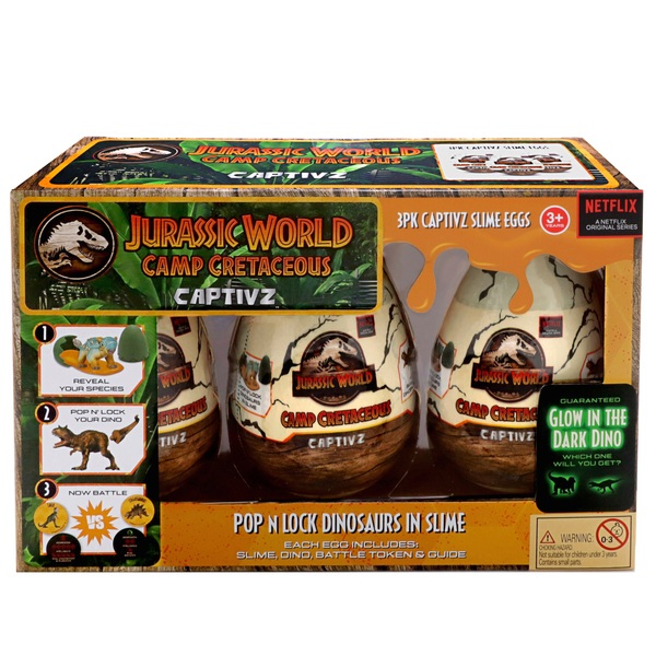 Jurassic World Captivz Camp Cretaceous Slime Egg 3 Pack | Smyths Toys UK