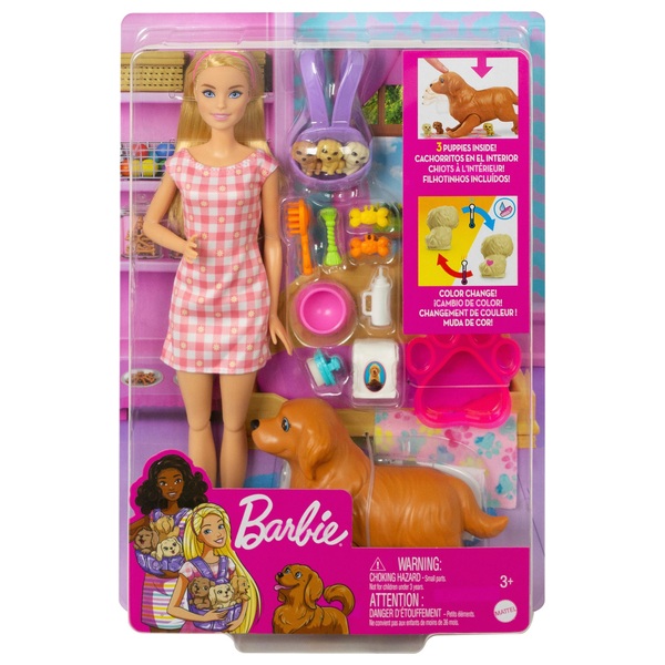 fonds gebed zeker Barbie pop blond met hond en puppy's | Smyths Toys Nederland