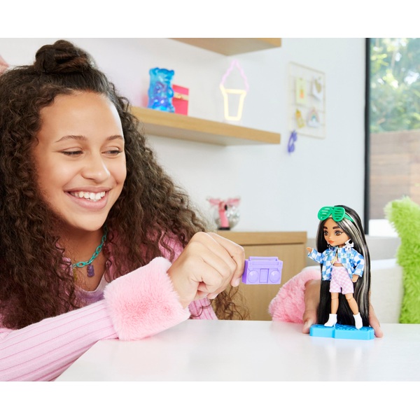 Barbie Extra Minis Doll in Checkered Fashion with Boombox Smyths Toys UK