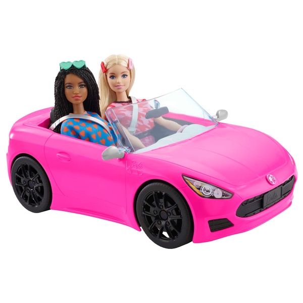 Anders Zonder hoofd vasthoudend Barbie Glam Cabrio 2-persoonsauto in roze en zwart | Smyths Toys Nederland