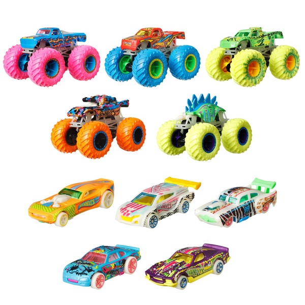 Hot Wheels Monster Trucks Glow in the Dark 10-Pack | Smyths Toys UK