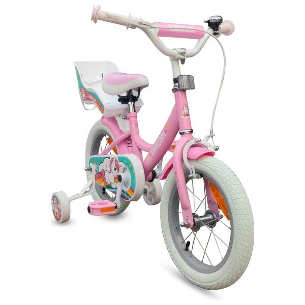 Tether achterstalligheid stortbui 14 inch kinderfiets Verve Eenhoorn met zijwieltjes roze | Smyths Toys  Nederland