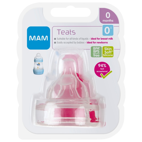 MAM Baby Bottle Teats Size 0 Extra SlowFlow 2 Pack Smyths Toys UK