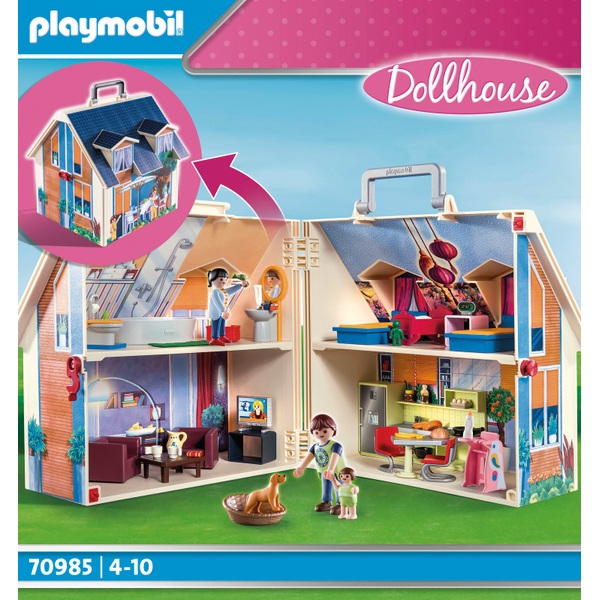 stad jeugd Centraliseren PLAYMOBIL Dollhouse 70985 Meeneempoppenhuis met figuren en accessoires set  | Smyths Toys Nederland