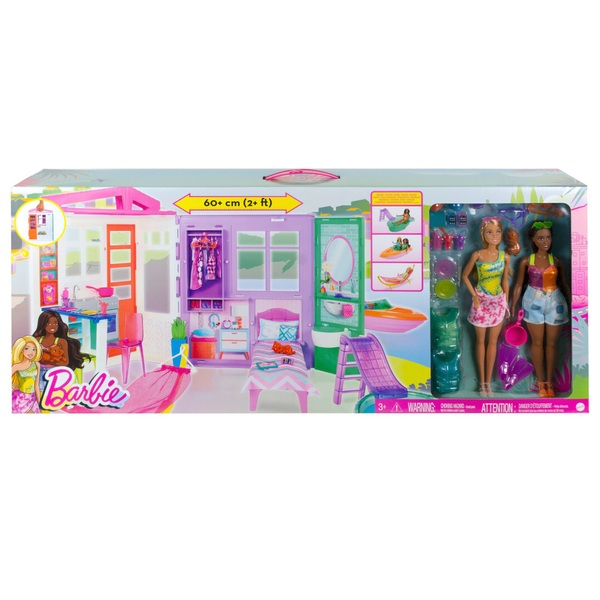 Maison De Plage Avec Poupées Barbie et Accessoires
