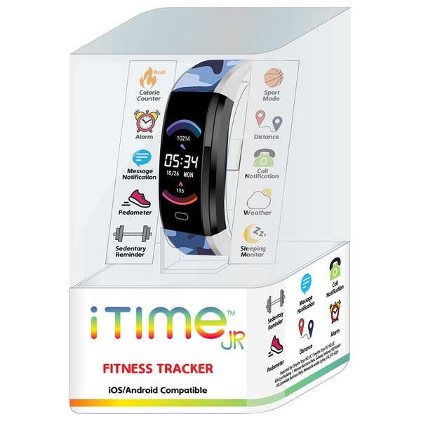 iTime Jr. Fitness Tracker Smart Watch for Kids 6+ – Blue Camo | Smyths ...