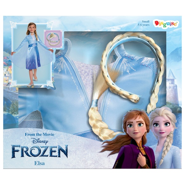 Disney Frozen Elsa Boxed Dress Up Costume and Hair Piece Smyths Toys UK