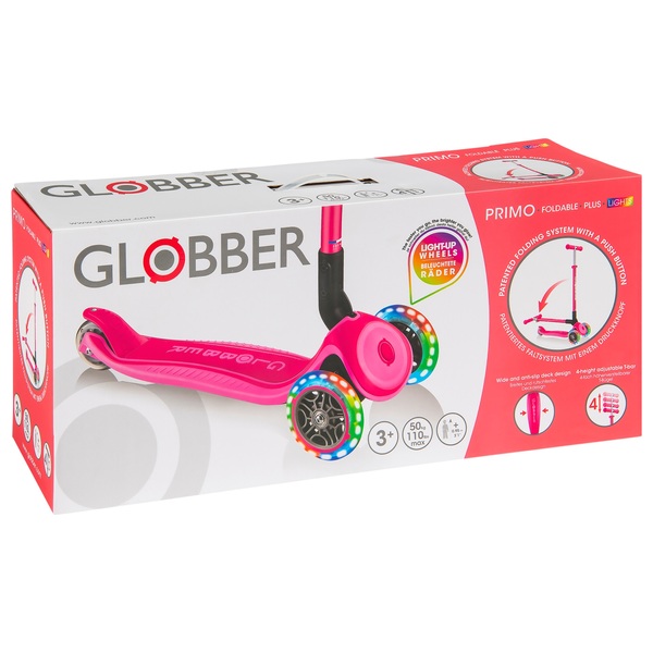 Globber - Primo Lights Trottinette Pliable 3 Roues - Rose