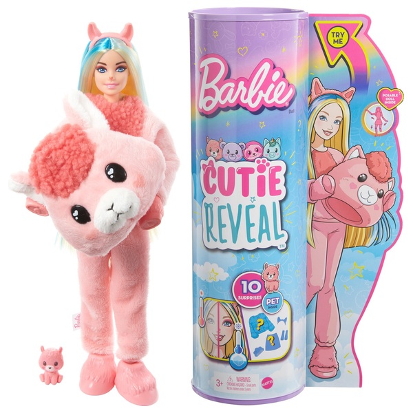Barbie Cutie Reveal Doll with Llama Plush Costume and 10 Surprises | Smyths Toys UK